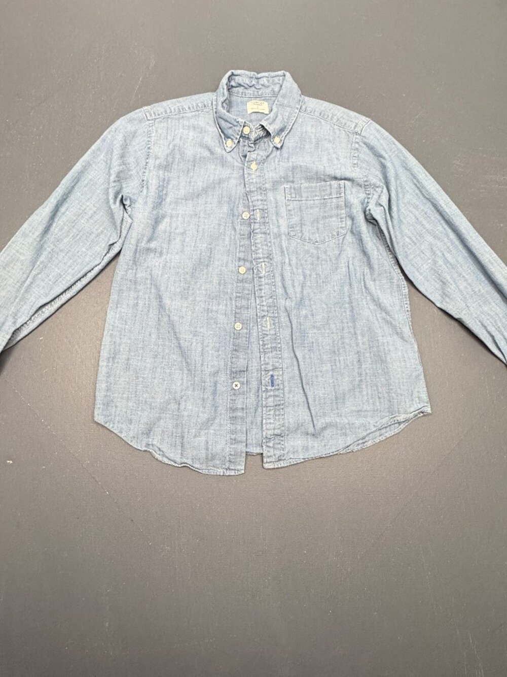Crewcuts Chambray Shirt Boys Size 12 Blue Cotton Button Down Front Long Sleeve
